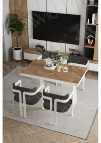 Resim Avvio Angelos Lake Mdf Ayak Tokyo Demonte Sandalye 80x120 Yemek Masası Mutfak Masası 4 Kişilik Akça 