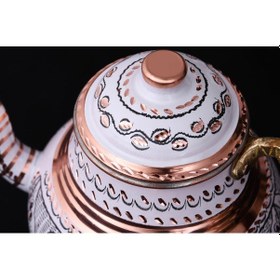 Resim Erzincan El İşlemeli Bakır Çaydanlık No:2 Beyaz Çok Renkli 