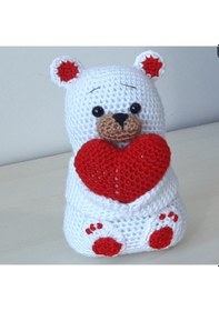 Resim Amigurumi Örgü Oyuncak Sevgili Ayı Kalpli 