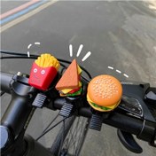 Resim 1 Adet Eğlenceli Yiyecek Temalı Bisiklet Zili - Süper Yüksek Sesli, Dayanıklı Demir, Modern Karışık Renkler - Dağ ve Yol Bisikletleri İçin Uygun - Gülümseyen Burger & Patates Kızartması Tasarımlı Eğlenceli Dış Mekan Bisiklet Aksesuarı 