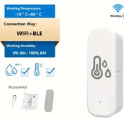 Resim Tuya Wi-Fi Akıllı Sıcaklık & Nem Sensörü - Pil ile Çalışır, Alexa & Google Asistan Uyumlu, Uygulama Kontrolü, Ev Otomasyonu için Hub Gerektirmez 