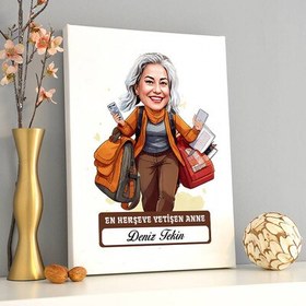 Resim Herşeye Yetişen Anne Karikatürlü Kanvas Tablo 