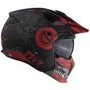 Resim Mt Street Fighter Sv Aztec Motosiklet Kaskı 65183 Mat Siyah Kırmızı 