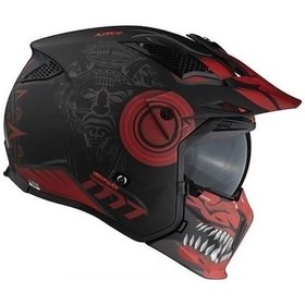 Resim Mt Street Fighter Sv Aztec Motosiklet Kaskı 65183 Mat Siyah Kırmızı 