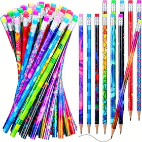 Resim 20 adet Renkli Alüminyum Halka Kalem Silgiler - Canlı Gradyan Renkler (Kırmızı, Sarı, Mavi, Yeşil, Pembe, Mor) - Çizim ve Eskiz İçin Sanatçı Sınıfı Karıştırılmış Ahşap Kalemler, Eskiz Araçları, Gradyan Renk Tasarımı, Metalik Halka Aksesuarlar 