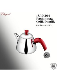 Resim Elit Mini Boy Bakalit Kulplu Çaydanlık Takımı - Kırmızı Kırmızı 