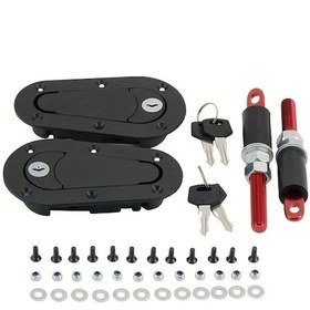 Resim Hightower 2 Adet Evrensel Çabuk Salınımlı Karbon Fiber Kaput Kilidi Kit - Siyah Kaput Pimi 