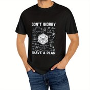 Resim Matematik Formülü Baskılı Rahat Pamuklu T-shirt, Erkeklerin Yaz için Rahat Sokak Stili Esnek Yuvarlak Yaka Tişörtü 