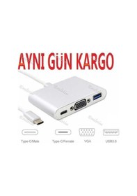 Resim Usb 3.1 Type C To Vga Usb 3.0 4961A Çevirici Dönüştürücü Adaptor 