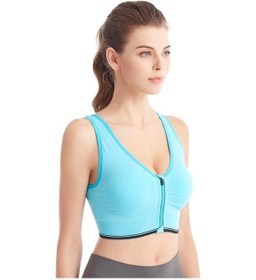 Resim Yeşil Ön Fermuarlı Spor Sütyeni Profesyonel Darbeye Dayanıklı Nefes Alabilen Hİçbir Çelik Halka Koşu Atleti Yoga Spor İç Çamaşırı Kadın Yeşil 