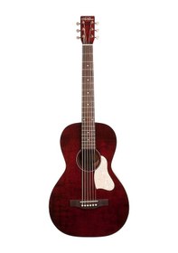 Resim Art &amp Lutherie Roadhouse Parlor-style Elektro Akustik Gitar Tennessee Red 