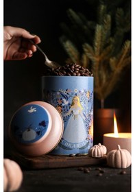 Resim Fairytale Cinderella Desenli Yuvarlak Metal Saklama Kabı, 10,5 X 15 Cm, 1,1 Lt Desenli 