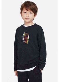 Resim Tshirthane Skrillex 3 Baskılı Unisex Çocuk Siyah Sweatshirt Siyah 