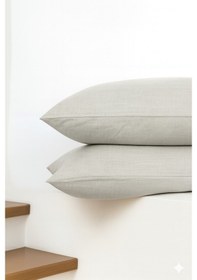 Resim Vevra Gri Düz Renkli 2 Li Yastık Kılıfı Pamuklu Kumaş Fermuarlı Gri 