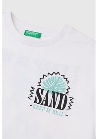 Resim United Colors Of Benetton Erkek Çocuk Ön Ve Arka Fotoğraf Baskı Detaylı Bisiklet Yaka T-shirt Beyaz-pembe 6-13 Yaş-2835 