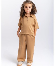 Resim Oliventhekid Unisex Polo Yaka Bol Paçalı Takım Taba Taba 