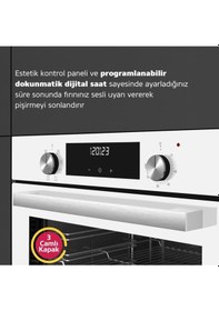 Resim Simfer 8209 9 Fonksiyon QS Beyaz Cam Ankastre Fırın Power Turbo Dijital 