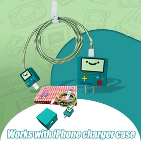 Resim Karikatür robot veri kablosu koruyucu kılıfı, iPhone şarj cihazı koruyucu kapağı için çökme direnci plastik malzeme Kablo koruyucu kutusu Kablo sarma makinesi, 18w-20w şarj cihazı sarılmış kablo koruyucu kapağı, arkadaşlar için mükemmel hediye 