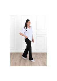 Resim Kadın V Yaka Basic Büyük Beden T-shirt 1297-22 001 