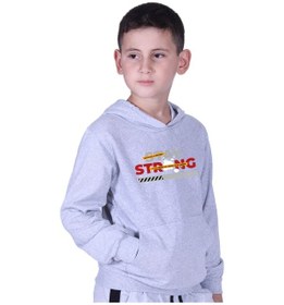 Resim Fyk Kids Kapüşonlu Kanguru Cepli Stay Strong Baskılı Erkek Çocuk Sweatshirt Gri 