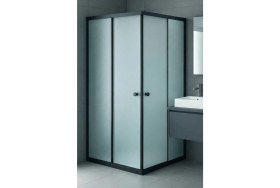 Resim Durul Duşakabin Kare Siyah Profil Buzlu Cam 