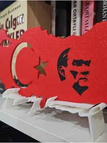 Resim shop Türkiye Haritası Ay Yıldız Atatürk Silüetli Dekoratif 