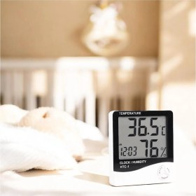Resim Dijital Oda Termometresi, Nem Ölçer, Ekranlı, Pilli, Bebek ve Çocuk Odası Için 