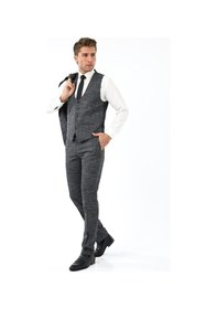 Resim Presto Erkek Yelekli Slimfit Takım Elbise 6 Drop Siyah 788-001 Siyah 