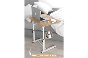 Resim Depolife Eğim Yükseklik Ayarlı Laptop Sehpası Kahvaltı Ders Çalışma Bilgisayar Ofis Yemek Masası Metal Ayak 