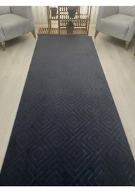 Resim Premium Antrasit Kaymaz Tabanlı Kesme Yolluk Koridor Mutfak Salon Halısı Yüksek Kalite 