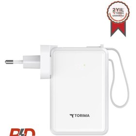 Resim Torima TRM-1017 Beyaz 10000 mAh Type-C Giriş ve Çıkışlı Taşınabilir 22,5 W Hızlı Şarj Dijital Göstergeli Powerbank 
