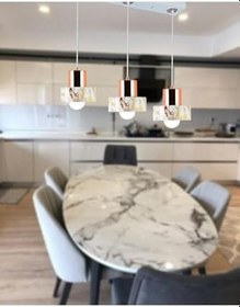 Resim TT AYDINLATMA Tt017-3s-mby Mermer Desen 3 Lü Sıralı Beyaz Avize Beyaz 