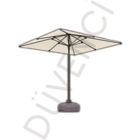 Resim Alubrella Krem Güneş Şemsiyesi Kare, 210/210 8 Telli, Su Geçirmez Kumaş, Bidonlu Bej 