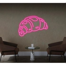 Resim Kruvasan Şekilli Neon Tabela Pembe 