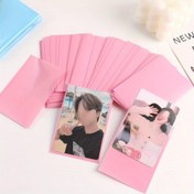 Resim 20 adet Makaron Renkli İpek Mat Çift Katmanlı Kart Koruyucu Kılıflar, 6.1 x 9.09 cm, Kağıt Malzeme, Idol Polaroid Kartları için Fotoğraf Kart Tutucu 