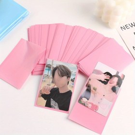 Resim 20 adet Makaron Renkli İpek Mat Çift Katmanlı Kart Koruyucu Kılıflar, 6.1 x 9.09 cm, Kağıt Malzeme, Idol Polaroid Kartları için Fotoğraf Kart Tutucu 