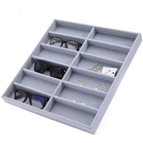 Resim Aydın Decor Yerli Üretim Havana Model Süet Kumaş Gri Renk 36-38 Cm Çekmece Içi Gözlük Standı 