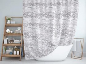 Resim Tropik Home Duş Perdesi Çift Kanat 2x120x200cm Tuğla Desenli Banyo Perdesi 16 Adet C Halka Hediyeli 