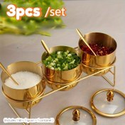Resim Altın Paslanmaz Çelik Baharat Saklama, Görsel Cam Kapağı ve Kaşık ile - Bulaşık Makinesinde Güvenli, Geniş Açılı, Çok Amaçlı Baharat Dağıtıcısı, Kahve Barı ve Mutfak Düzeni için 