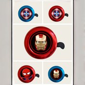 Resim Marvel Süper Kahraman Bisiklet Zili | 3D Kaptan Amerika Kalkanı, Iron Man & Spiderman Tasarımı | Yüksek ve Net Ses | Bisikletler, Scooterlar ve Denge Bisikletleri için | Erkekler ve Kadınlar İçin Harika Sürüş Aksesuarı 