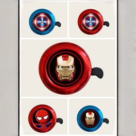 Resim Marvel Süper Kahraman Bisiklet Zili | 3D Kaptan Amerika Kalkanı, Iron Man & Spiderman Tasarımı | Yüksek ve Net Ses | Bisikletler, Scooterlar ve Denge Bisikletleri için | Erkekler ve Kadınlar İçin Harika Sürüş Aksesuarı 