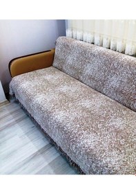 Resim Pamuklu Kaymaz Ebruli Koltuk-çekyat Örtüsüü 15 Renk - Kahve Kahve 