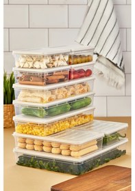 Resim Multi Box 10 Parça 4 Farklı Boy Saklama Kabı Seti - Dondurucu & Mikrodalga Uyumlu Krem 
