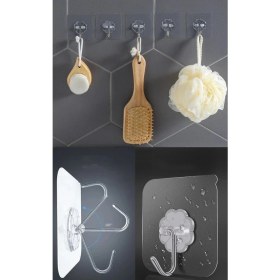 Resim Greathings 15 Adet Kendinden Yapışkanlı Şeffaf Askı Banyo Mutfak Dolap Askısı 6x6 cm 