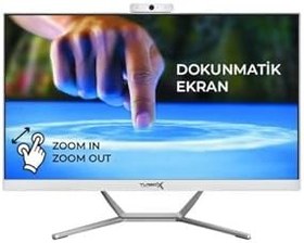 Resim TURBOX TAx1767 i5 12400 8GB Ram 256GB NVMe 23.8 inç FHD Dokunmatik WiFi BT Webcam All in One PC 