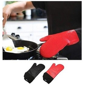 Resim Silikon Fırın Eldiveni Isıya Dayanıklı Eldiven Yanmaz Eldiven Yapışmaz Çift Katman - 1 Adet 