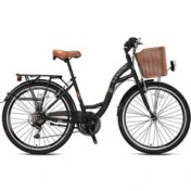 Resim Kron Geroni Sırıo 28 Jant City Bike - 21 Vites - V.b. - Mat Siyah-Siyah/kahverengi - Shimano 