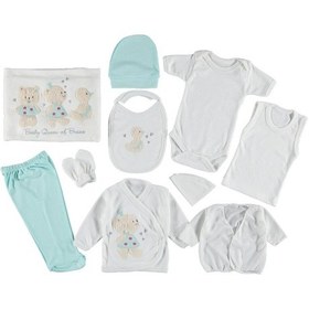 Resim AYICIK CİVCİV NAKIŞLI 10'LU KIZ ZIBIN SETİ Su Yeşili 