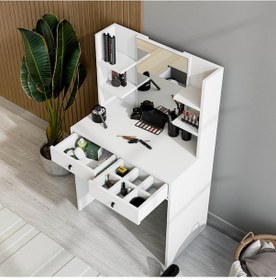 Resim 2210 Shıny Aynalı 2 Çekmeceli 80 Cm Makyaj Masası Beyaz 