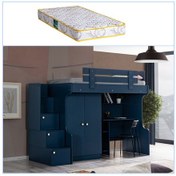 Resim Setaymobilya Ranza, Blue Ranza 2 Kapaklı Dolap Çalışma Masası +1 Comfort Yatak 